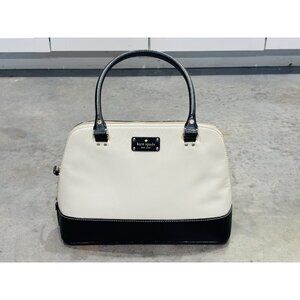 KATE SPADE Cream Black Gold Zipper Hand Bag